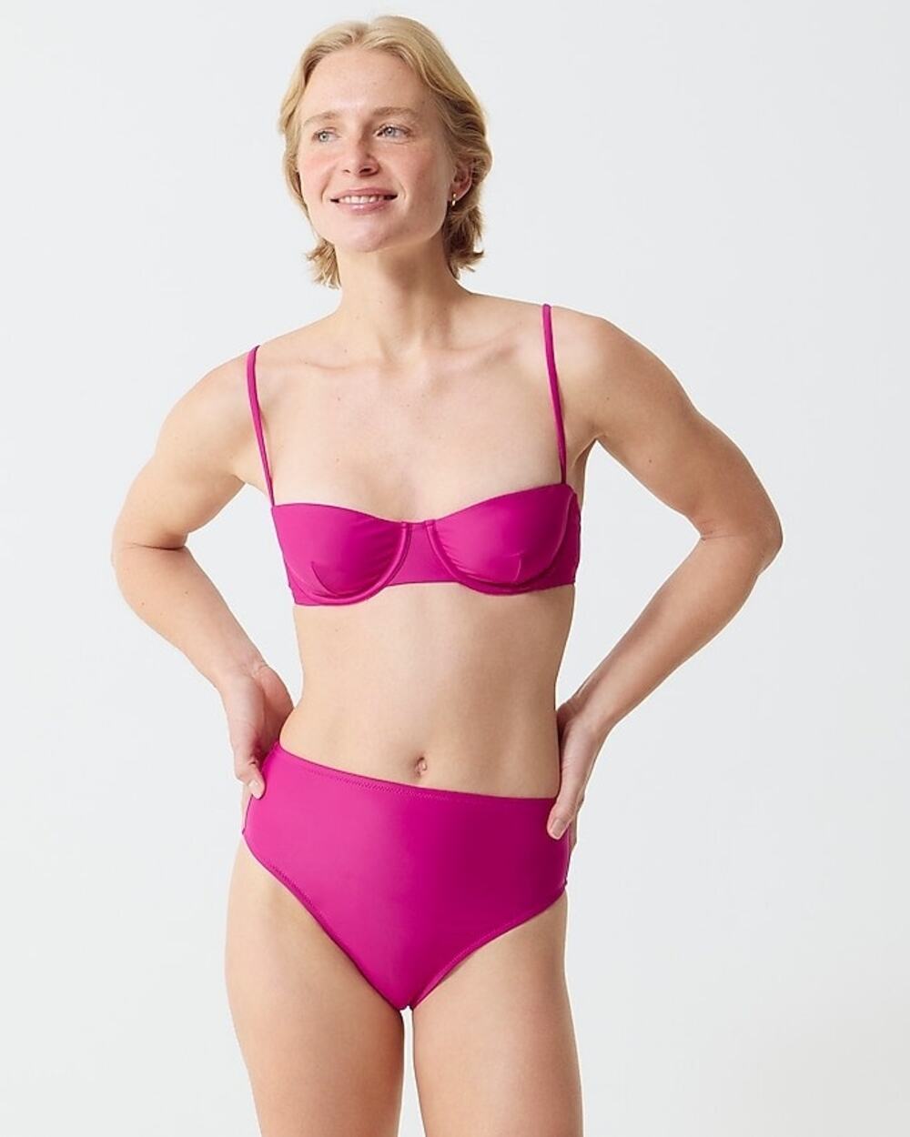 J. Crew Magenta High Waisted Hallie Bikini Bottom - XS - NWT - BM642